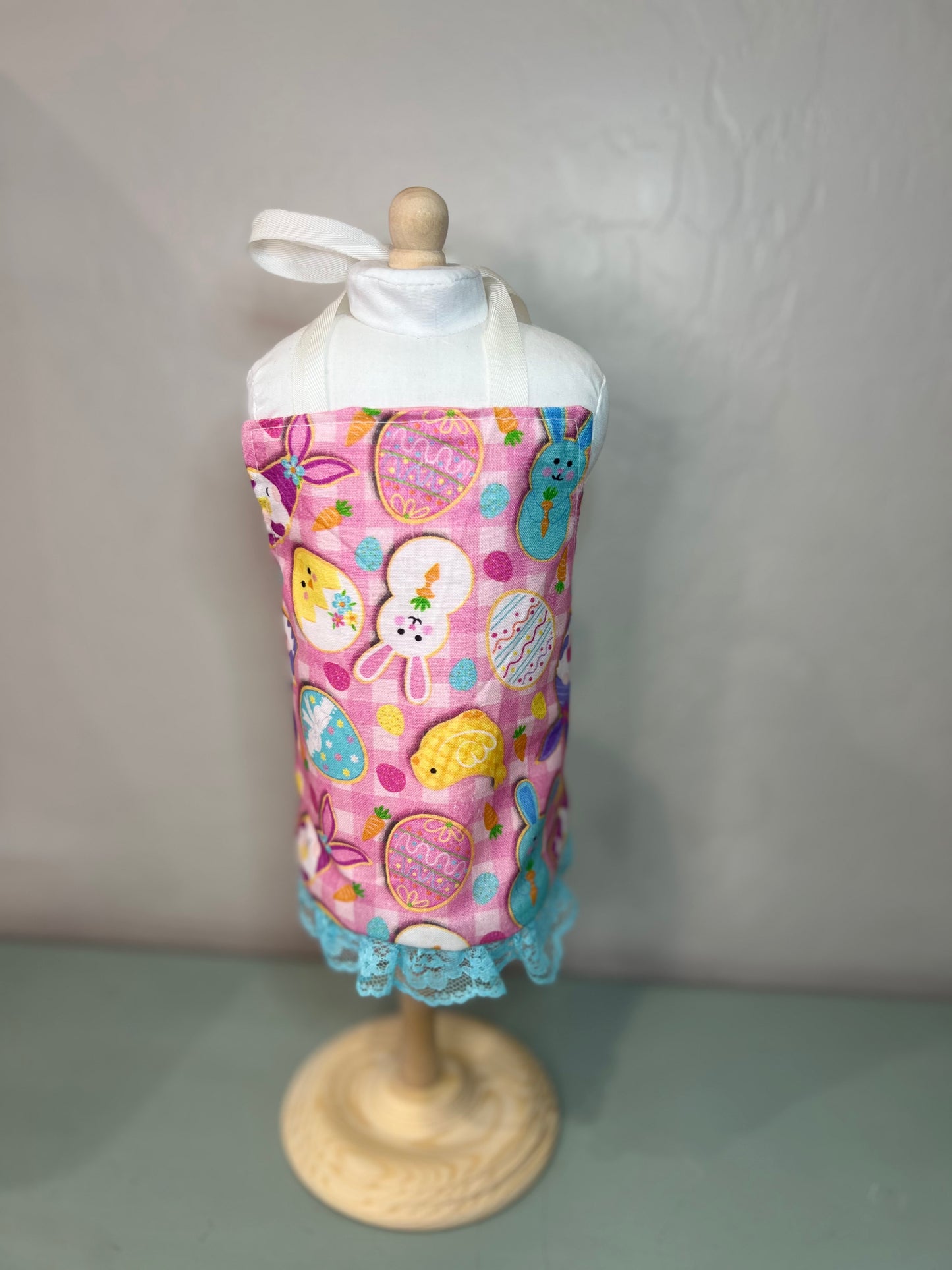 Reversible American Girl Doll Apron with Lace Ruffle – Handmade