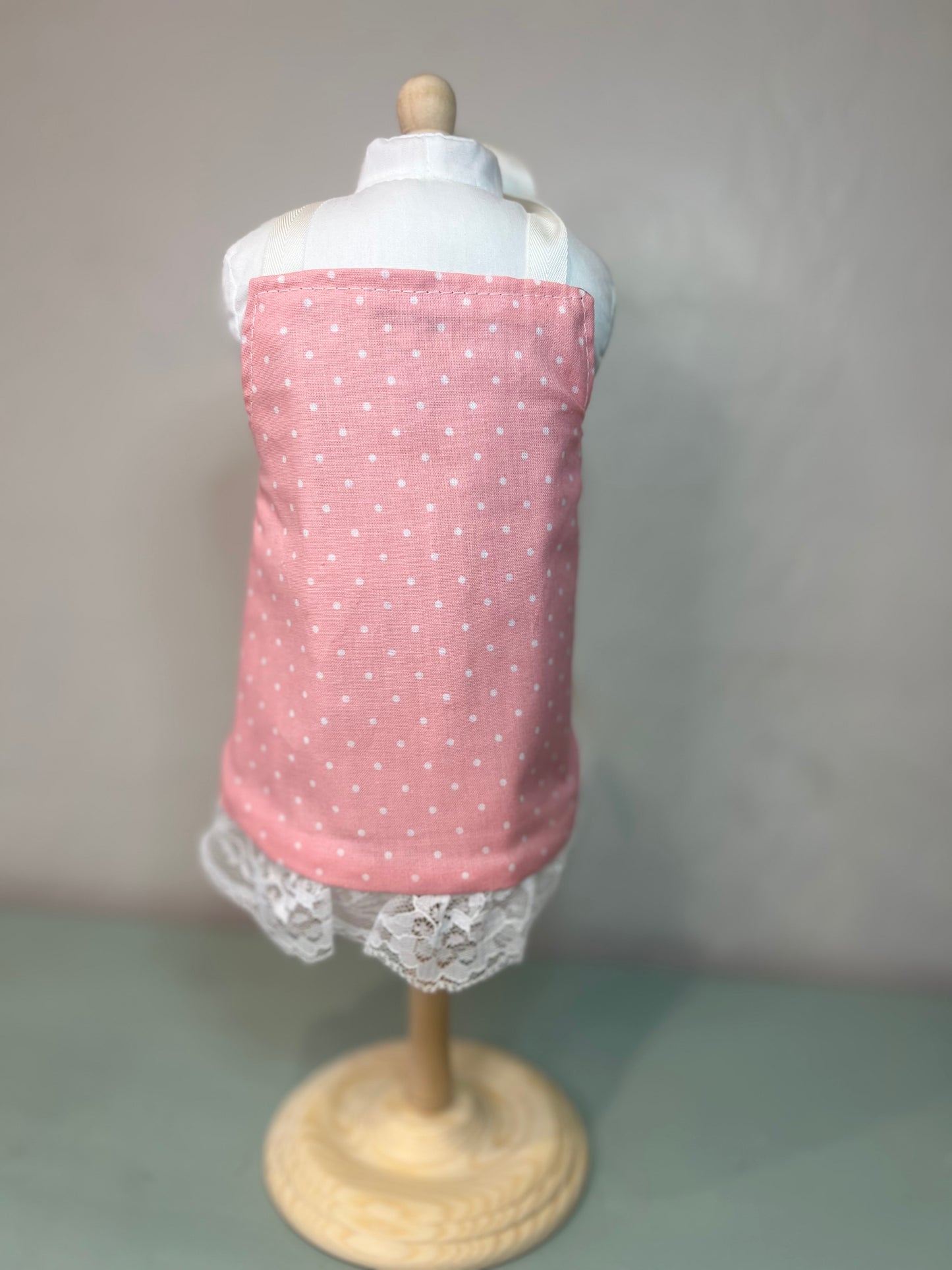 Reversible Doll Apron with Lace Ruffle – Handmade