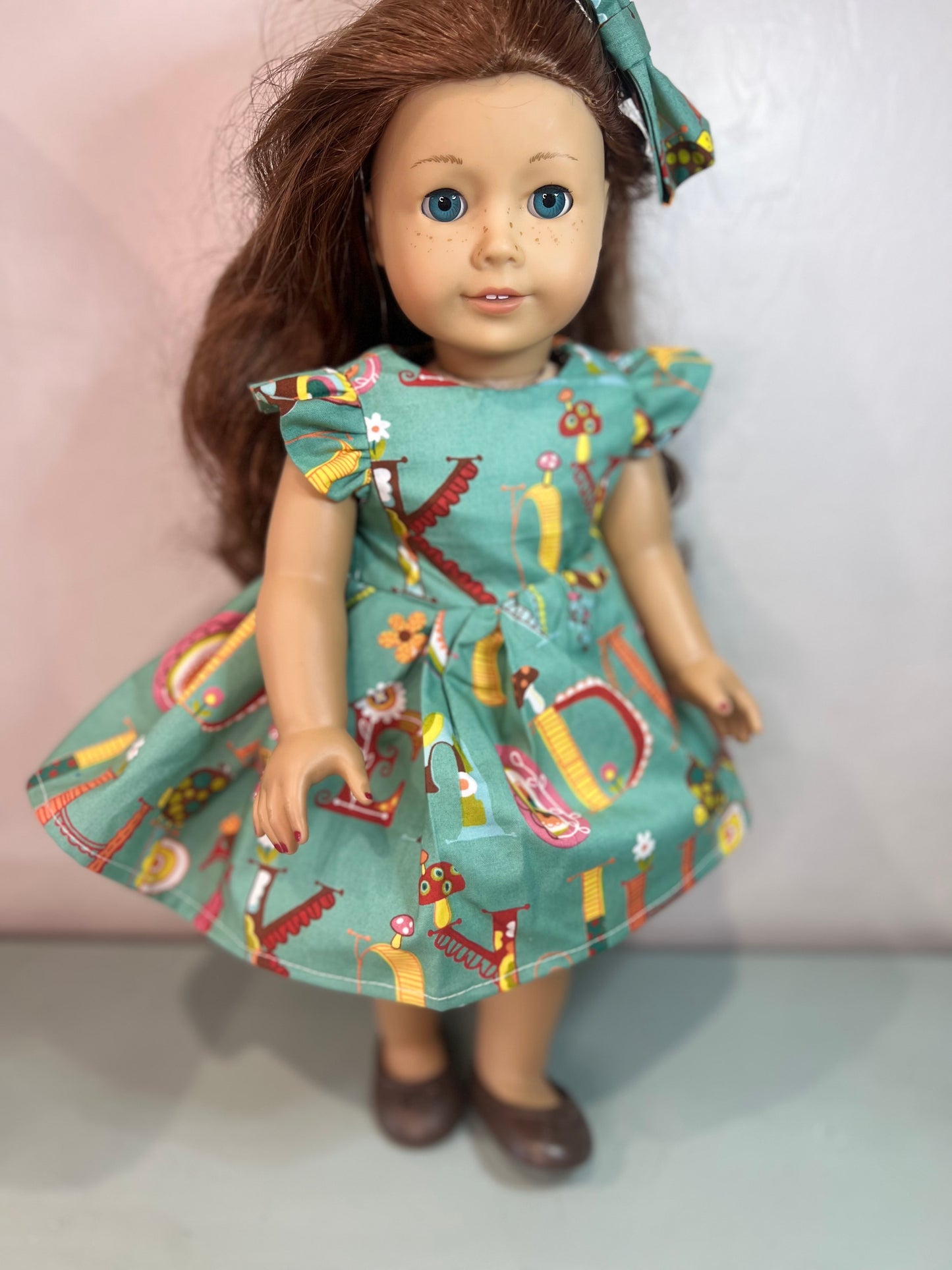 Handmade Reversible 18” doll dress