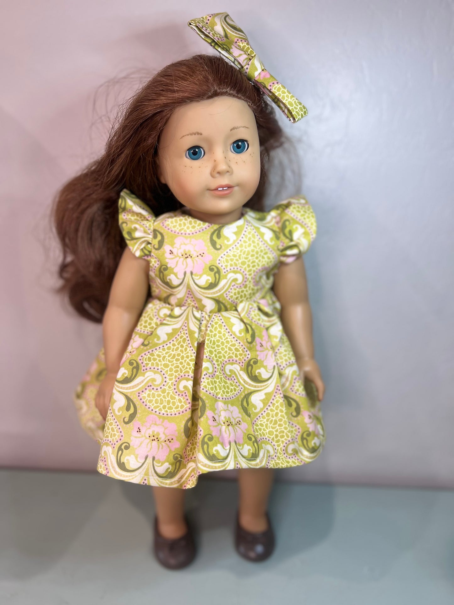 Handmade Spring Time Reversible 18” doll dress