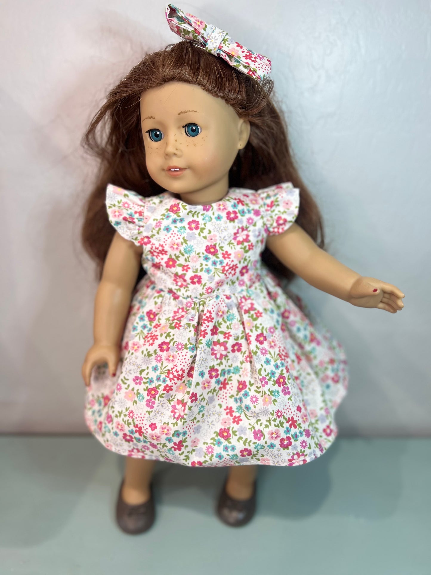 Handmade Spring Time Reversible 18” doll dress