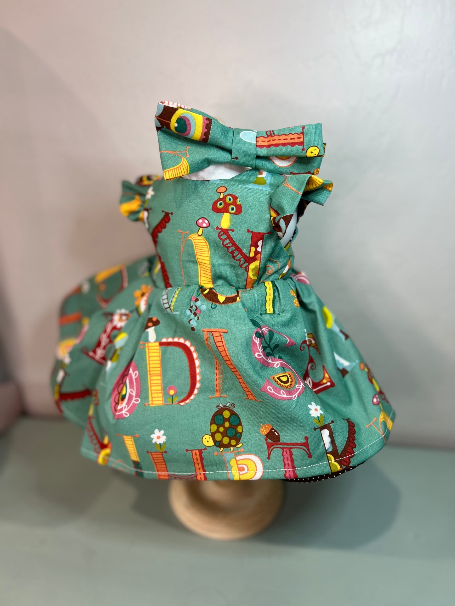 Handmade Reversible 18” doll dress