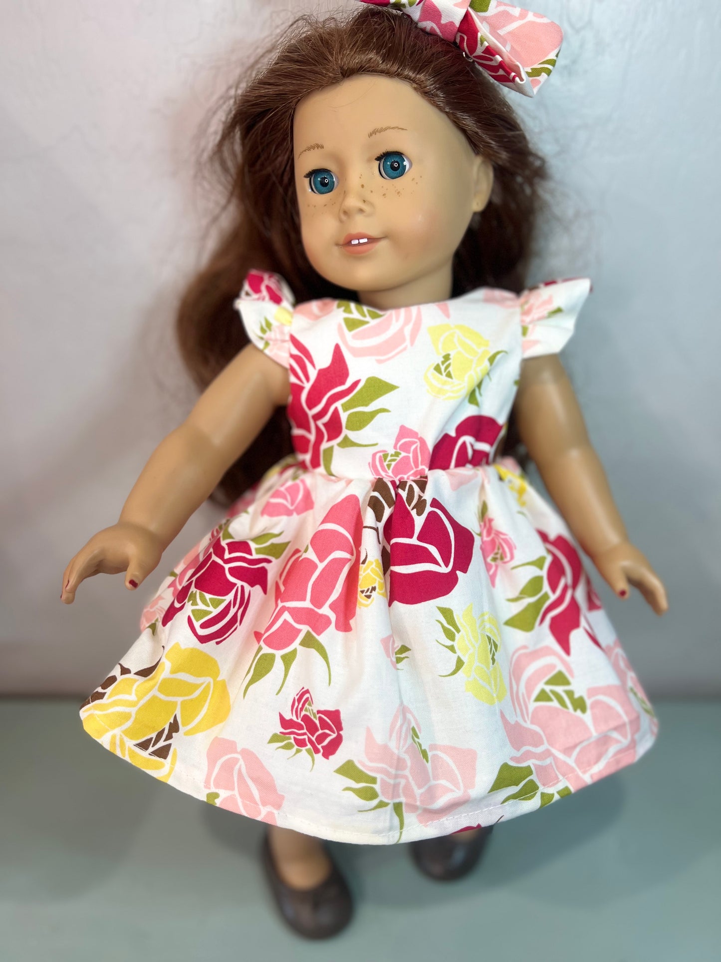 Handmade Spring Time Reversible 18” doll dress