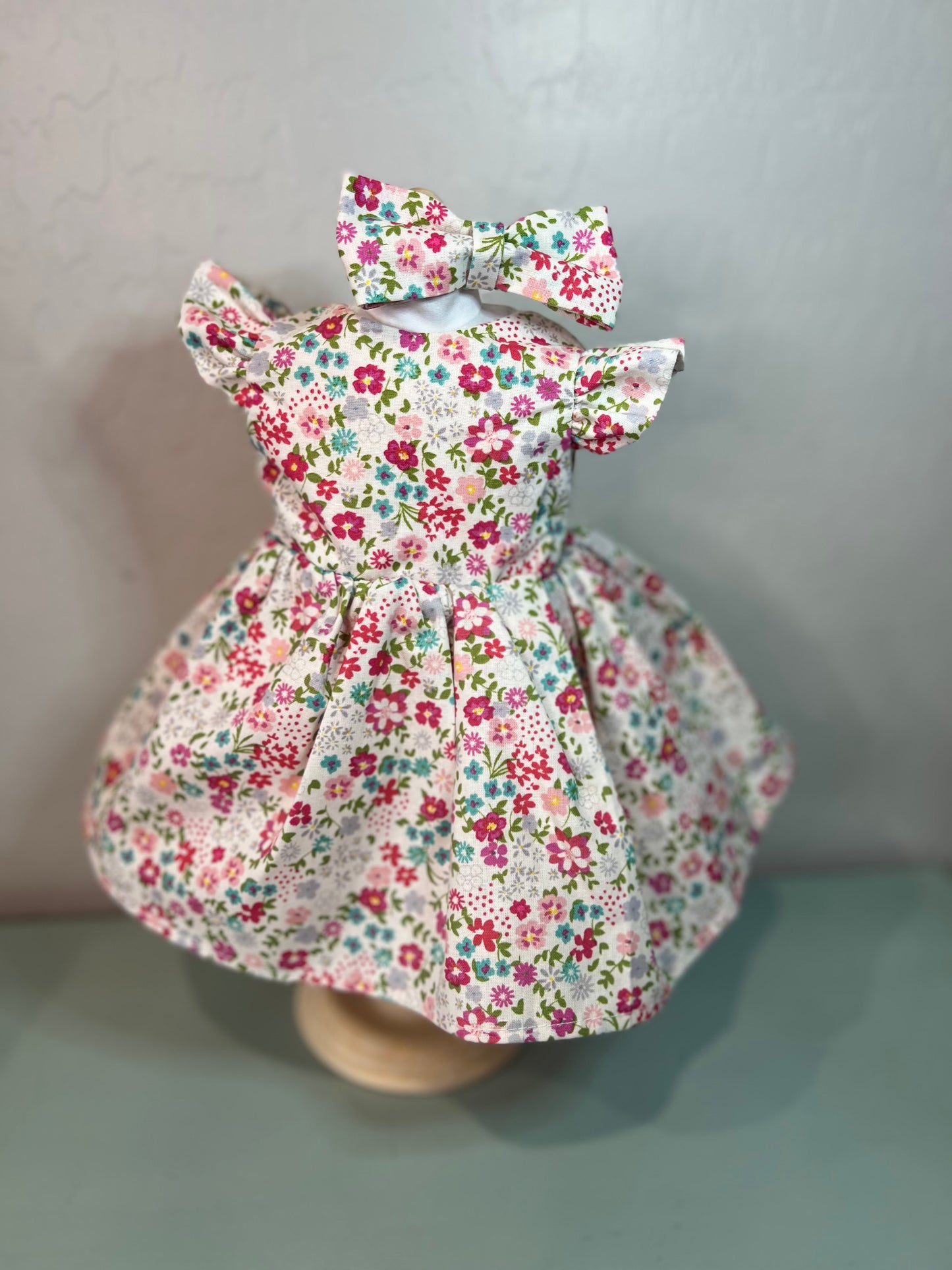 Handmade Spring Time Reversible 18” doll dress