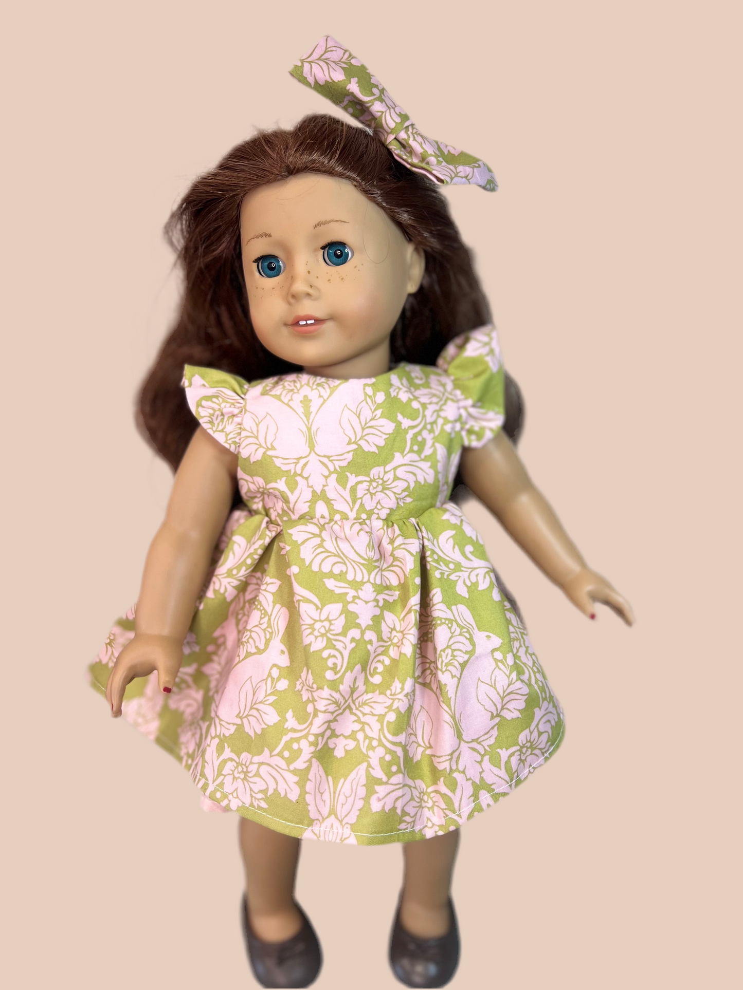 Handmade Spring Time Reversible 18” doll dress