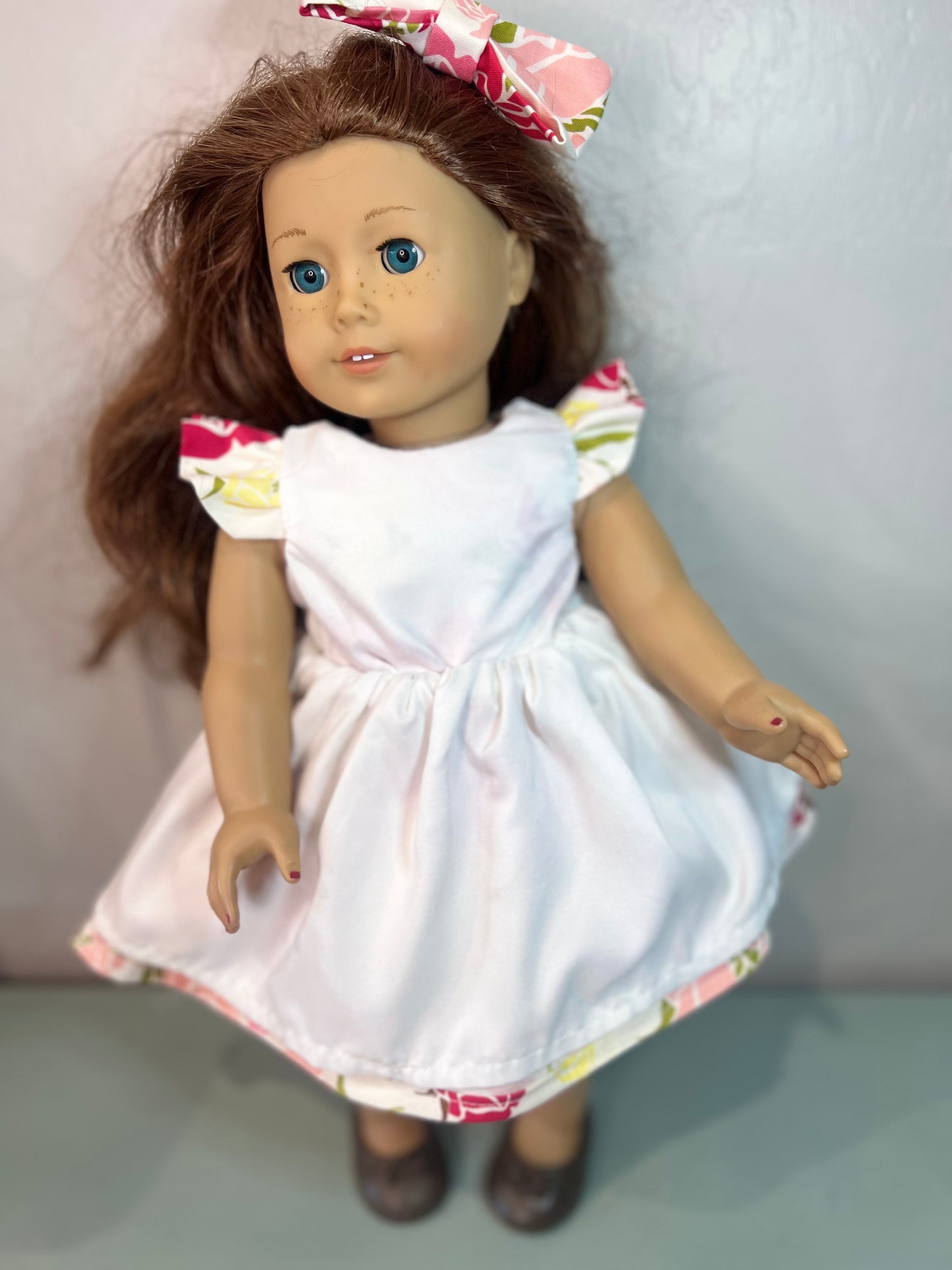 Handmade Spring Time Reversible 18” doll dress