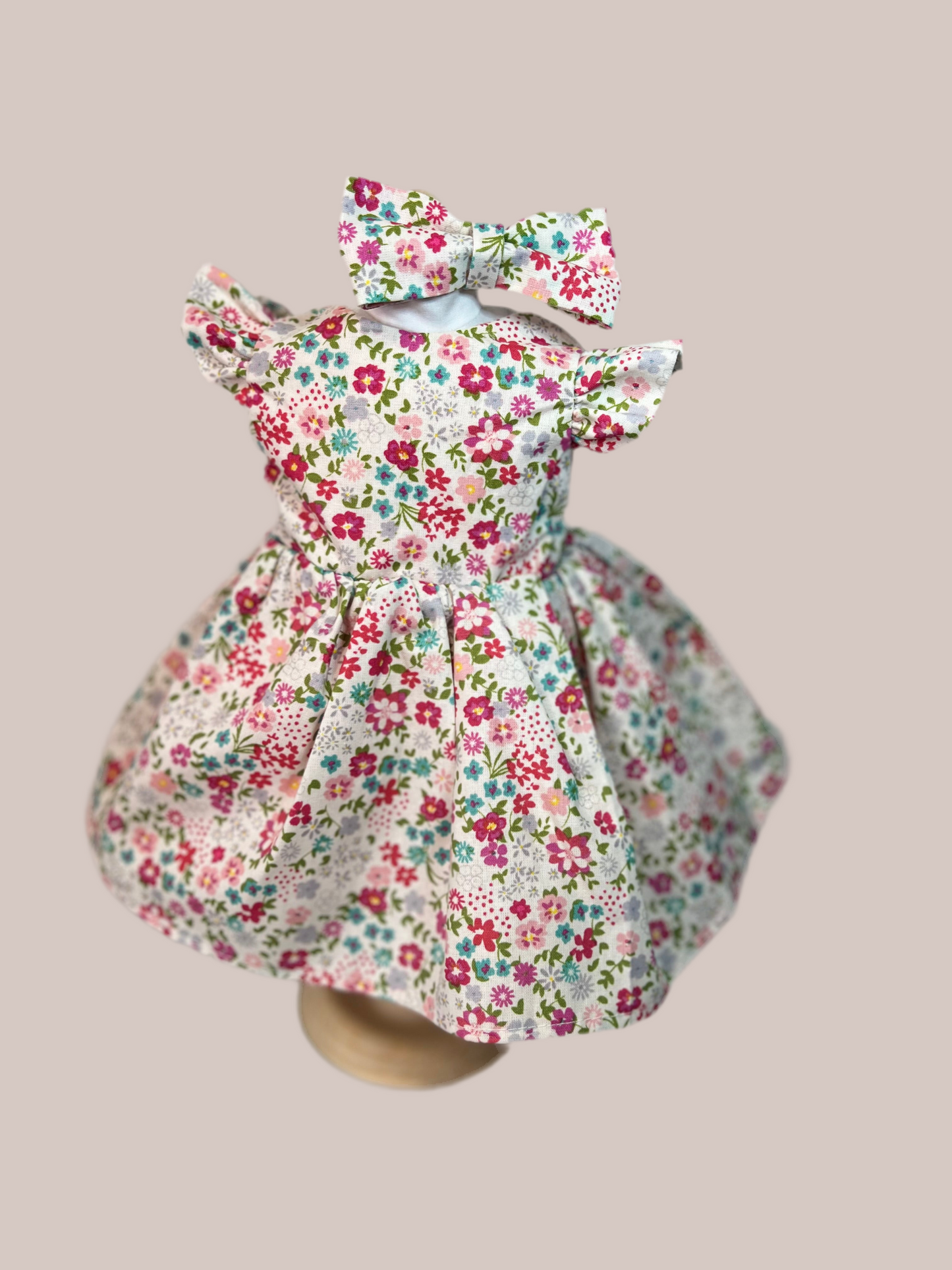 Handmade Spring Time Reversible 18” doll dress