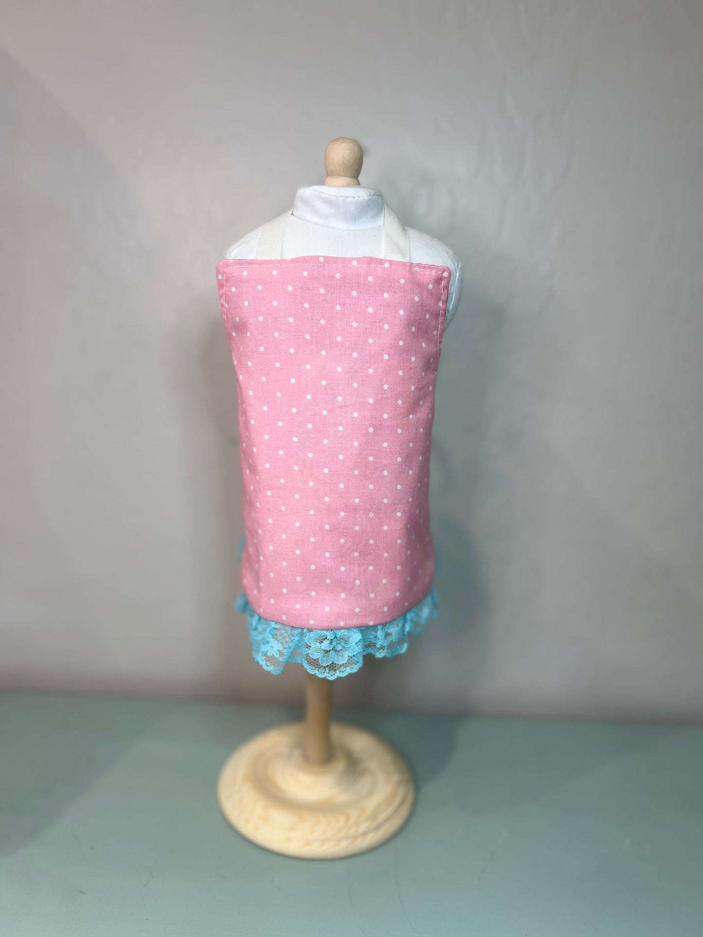 Reversible American Girl Doll Apron with Lace Ruffle – Handmade