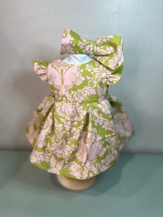 Handmade Spring Time Reversible 18” doll dress