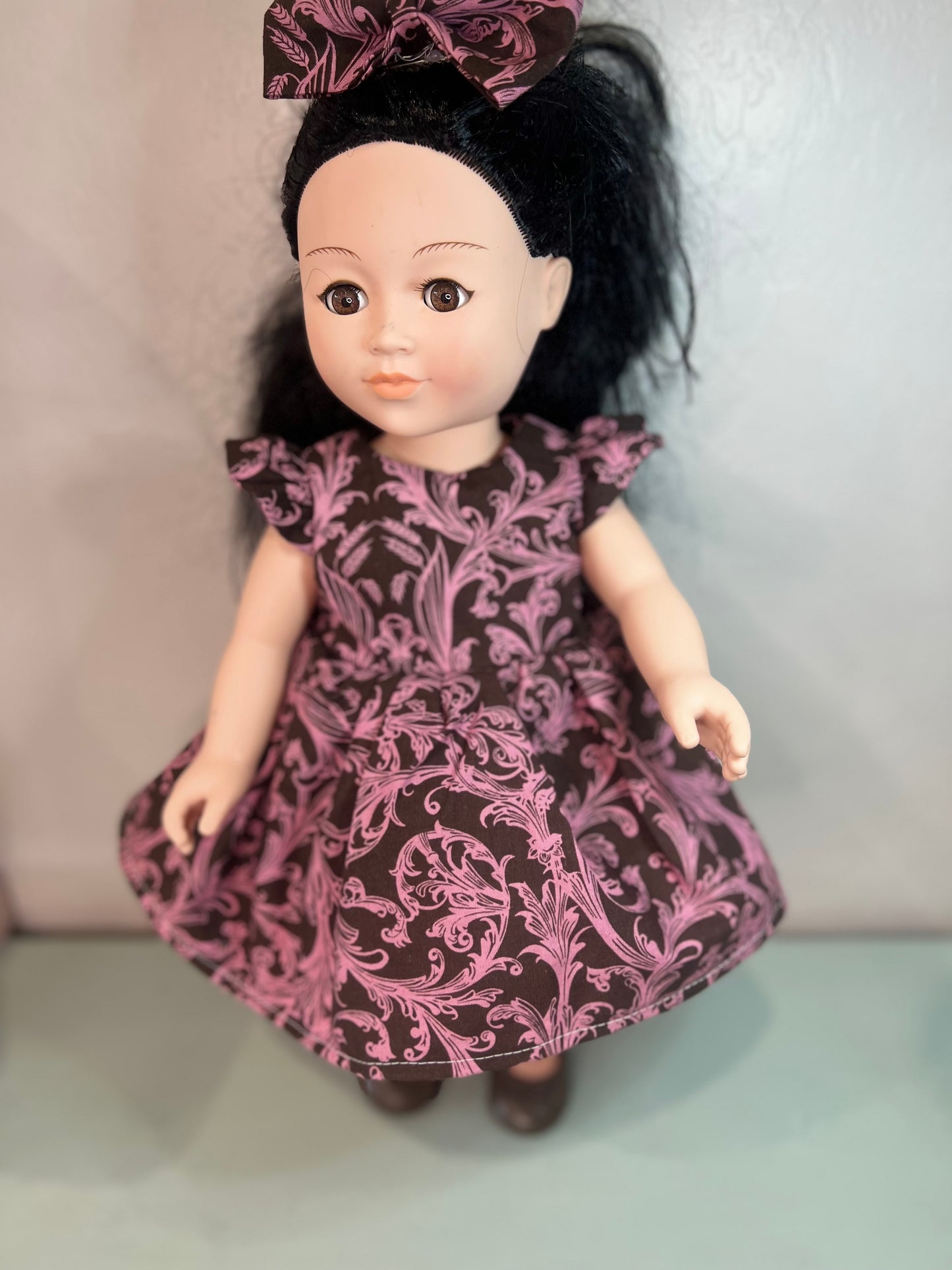 Handmade Reversible 18” doll dress