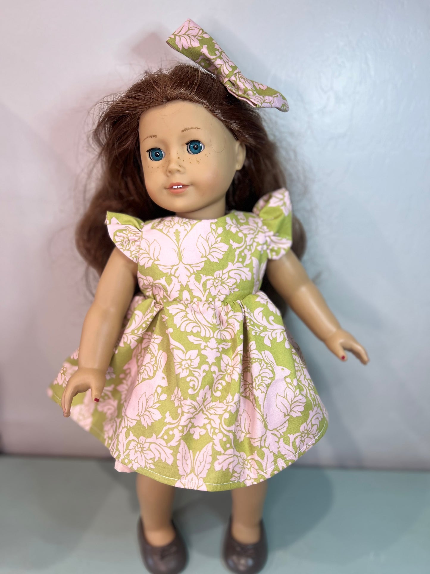 Handmade Spring Time Reversible 18” doll dress